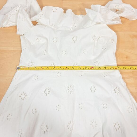 Forever That Girl Ruffled Eyelet Square-Neck Dress Women's Sz L Anthropologie - Picture 5 of 13